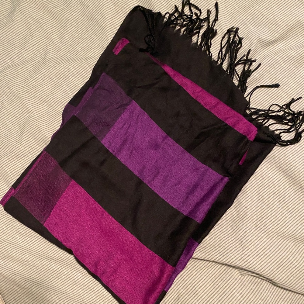 Purple and black striped scarf